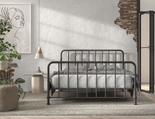 Metallbett >BRONXX< in Schwarz matt aus Metall -...