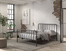 Metallbett >BRONXX< in Schwarz matt aus Metall - 166,5x110x207cm (BxHxT)