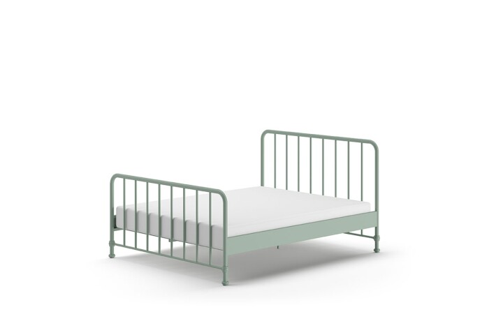 Metallbett >BRONXX< in Grün matt aus Metall - 166,5x110x207cm (BxHxT)