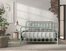Metallbett >BRONXX< in Grün matt aus Metall -...