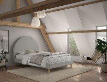 Polsterbett >MOON< in Grau Stoff Boucle -...