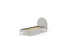 Polsterbett >MOON< in Grau Stoff Boucle - 97x107x212 (BxHxT)