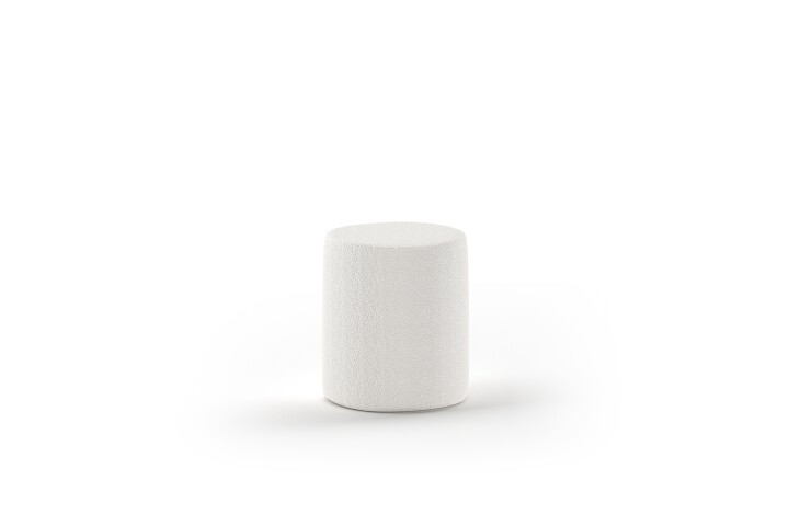 Hocker >MOON< in Weiß Stoff Boucle - 41x41,5x41 (BxHxT)