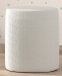 Hocker >MOON< in Weiß Stoff Boucle - 41x41,5x41 (BxHxT)