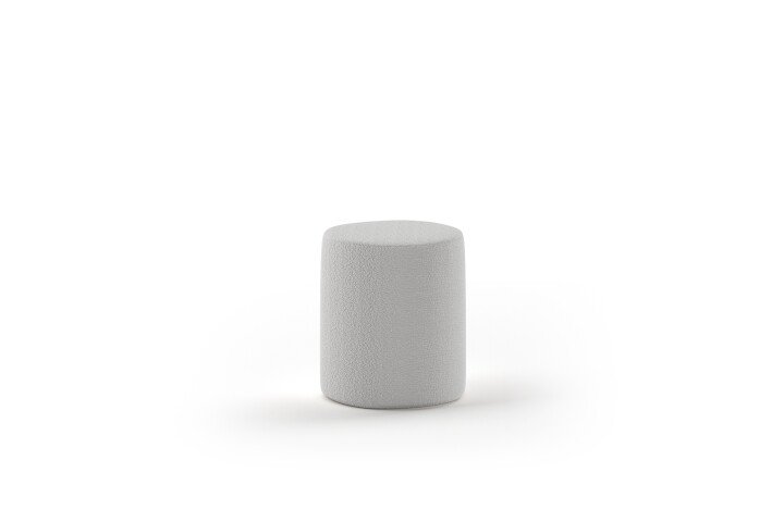 Hocker >MOON< in Grau Stoff Boucle - 41x41,5x41 (BxHxT)