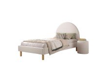 Polsterbett >MOON< in Weiß Stoff Boucle -...