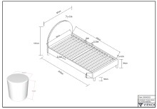 Polsterbett >MOON< in Grau Stoff Boucle - 97x107x212 (BxHxT)