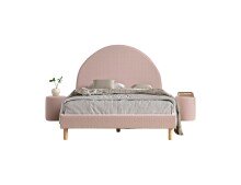 Polsterbett >MOON< in Rosa Stoff Boucle -...