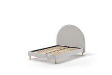 Polsterbett >MOON< in Grau Stoff Boucle - 147x132x212 (BxHxT)