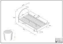 Polsterbett >MOON< in Grau Stoff Boucle - 147x132x212 (BxHxT)