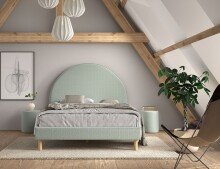 Polsterbett >MOON< in Grün Stoff Boucle -...
