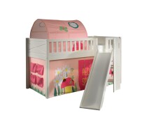 Spielbett >SCOTT< in Weiß Textilset Spring -...
