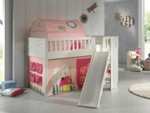 Spielbett >SCOTT< in Weiß Textilset Spring - 207,6x114x203,7 (BxHxT)