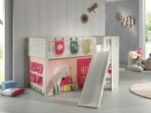 Spielbett >SCOTT< in Weiß Textilset Spring -...