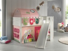 Spielbett >SCOTT< in Weiß Textilset Spring - 207,6x114x203,7 (BxHxT)