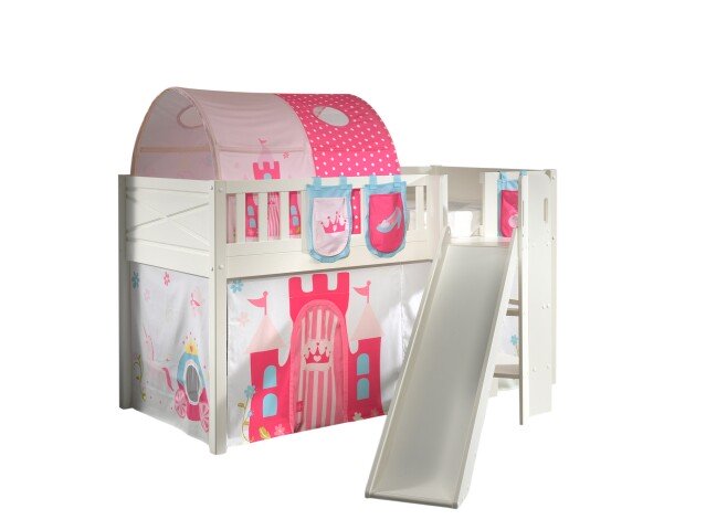 Spielbett >SCOTT< in Weiß Textilset Princess - 207,6x114x203,7 (BxHxT)