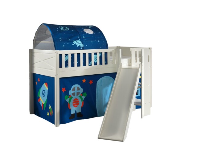 Spielbett >SCOTT< in Weiß Textilset Astro - 207,6x114x203,7 (BxHxT)