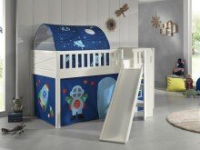 Spielbett >SCOTT< in Weiß Textilset Astro -...