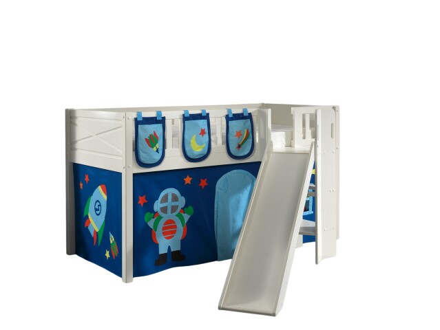 Spielbett >SCOTT< in Weiß Textilset Astro - 207,6x114x203,7 (BxHxT)