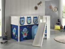 Spielbett >SCOTT< in Weiß Textilset Astro -...