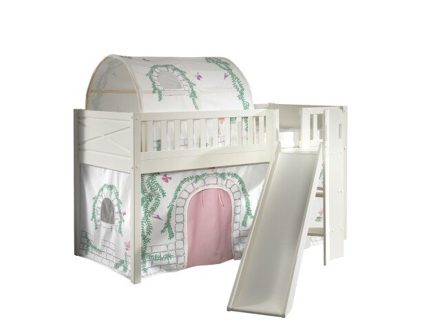 Spielbett >SCOTT< in Weiß Textilset Birdy - 207,6x114x203,7 (BxHxT)