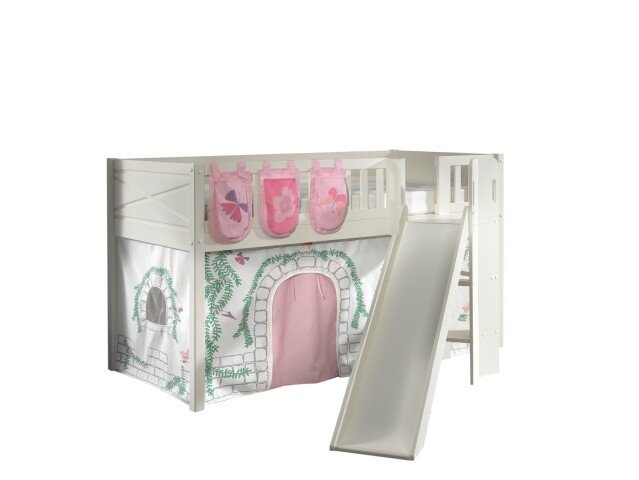 Spielbett >SCOTT< in Weiß Textilset Birdy - 207,6x114x203,7 (BxHxT)