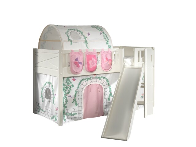 Spielbett >SCOTT< in Weiß Textilset Birdy - 207,6x114x203,7 (BxHxT)