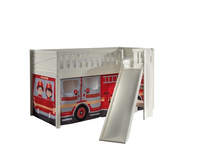 Spielbett >SCOTT< in Weiß Textilset Fire Rescue - 207,6x114x203,7 (BxHxT)