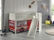 Spielbett >SCOTT< in Weiß Textilset Fire...