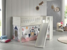 Spielbett >SCOTT< in Weiß Textilset Princess Sophie - 207,6x114x203,7 (BxHxT)