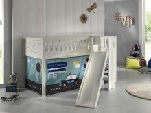 Spielbett >SCOTT< in Weiß Textilset Police -...