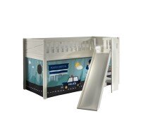 Spielbett >SCOTT< in Weiß Textilset Police -...