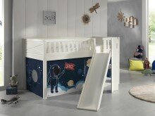 Spielbett >SCOTT< in Weiß Textilset Space...