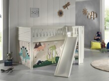 Spielbett >SCOTT< in Weiß Textilset Dino -...