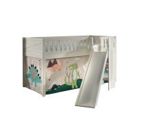 Spielbett >SCOTT< in Weiß Textilset Dino -...