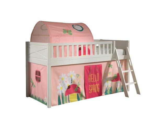 Spielbett >SCOTT< in Weiß Textilset Spring - 207,6x114x134,7 (BxHxT)