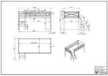 Spielbett >SCOTT< in Weiß Textilset Spring - 207,6x114x134,7 (BxHxT)