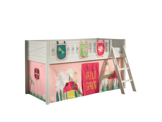 Spielbett >SCOTT< in Weiß Textilset Spring - 207,6x114x134,7 (BxHxT)