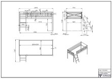 Spielbett >SCOTT< in Weiß Textilset Spring - 207,6x114x134,7 (BxHxT)
