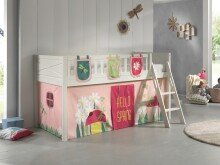 Spielbett >SCOTT< in Weiß Textilset Spring -...