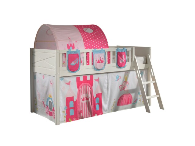 Spielbett >SCOTT< in Weiß Textilset Princess - 207,6x114x134,7 (BxHxT)