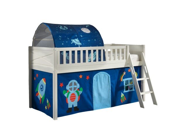 Spielbett >SCOTT< in Weiß Textilset Astro - 207,6x114x134,7 (BxHxT)