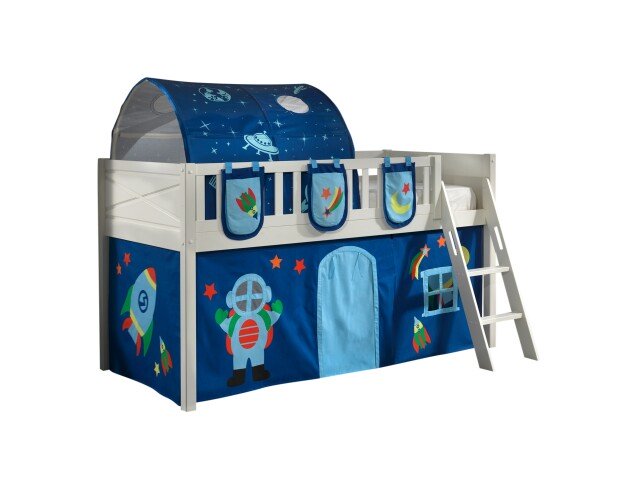 Spielbett >SCOTT< in Weiß Textilset Astro - 207,6x114x134,7 (BxHxT)