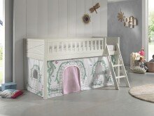 Spielbett >SCOTT< in Weiß Textilset Birdy - 207,6x114x134,7 (BxHxT)
