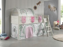 Spielbett >SCOTT< in Weiß Textilset Birdy - 207,6x114x134,7 (BxHxT)