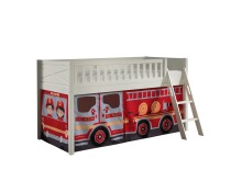 Spielbett >SCOTT< in Weiß Textilset Fire...