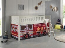 Spielbett >SCOTT< in Weiß Textilset Fire...