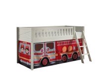Spielbett >SCOTT< in Weiß Textilset Fire...