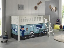 Spielbett >SCOTT< in Weiß Textilset Police -...