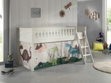 Spielbett >SCOTT< in Weiß Textilset Dino -...
